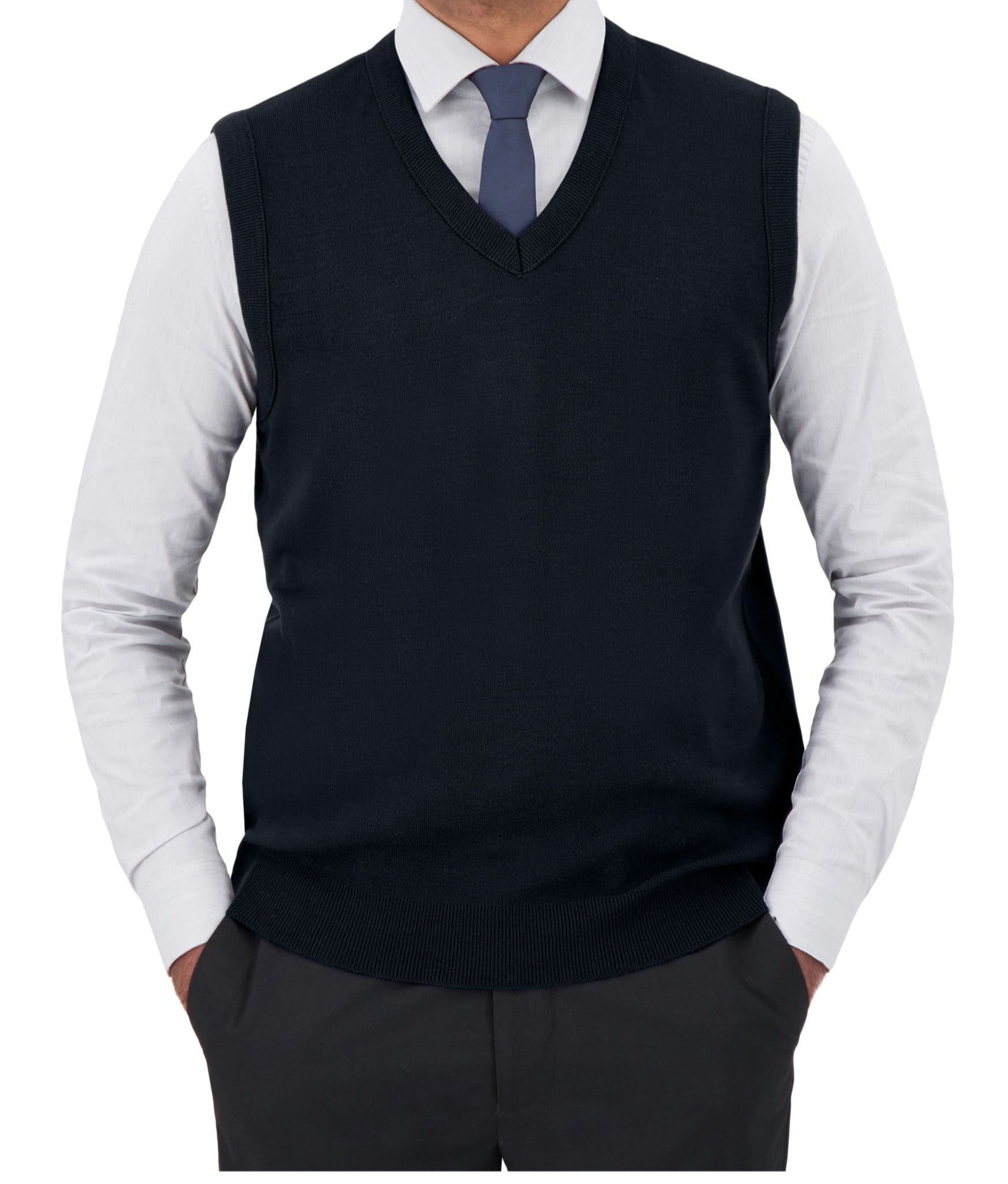 Unisex V-Neck Navy Sweater Vest