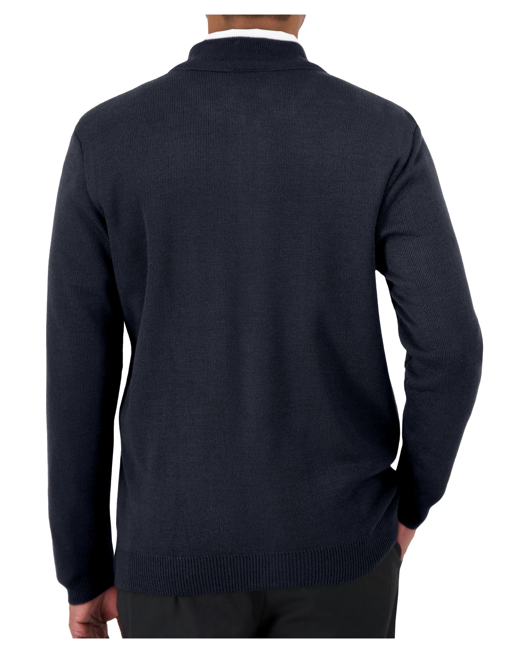 Unisex Mockneck Zip-Up Navy Cardigan