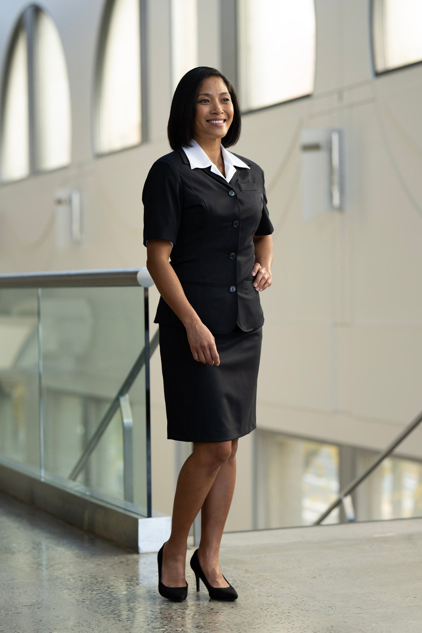 Jillian Short Sleeve Sharkskin Midnight Blue Blazer