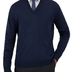 Pullover V-Neck Long Sleeve Navy Sweater