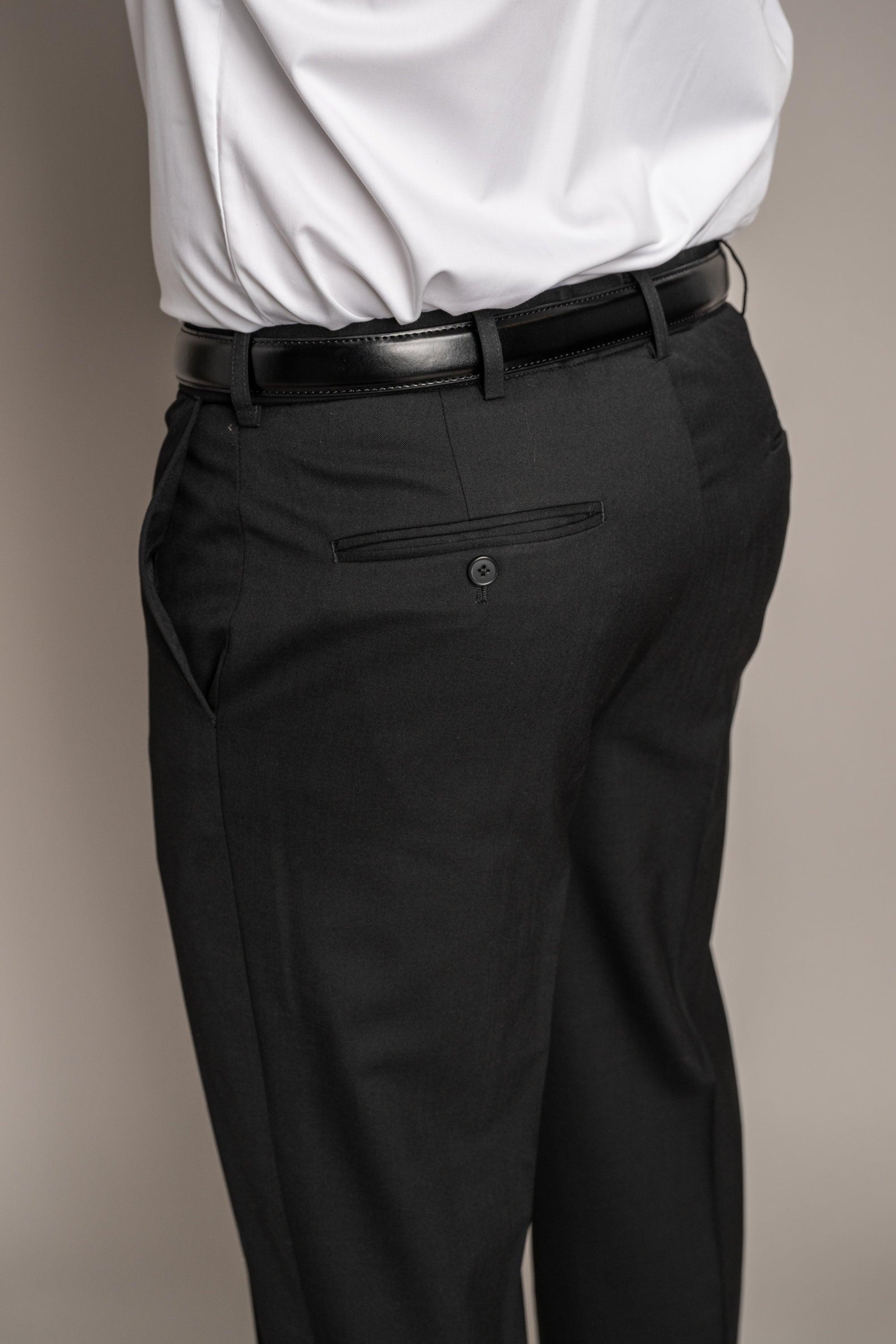 Flat Front Cotton Jet Black Pants