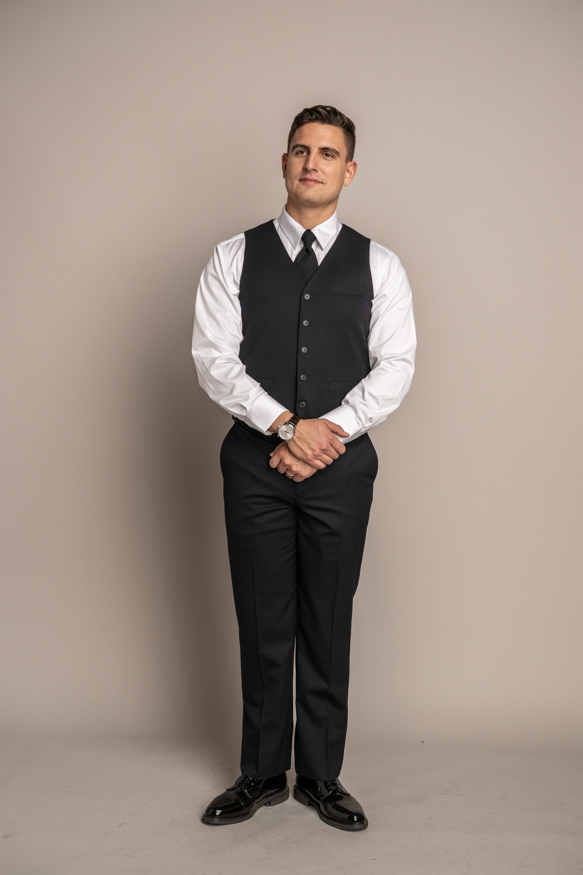 Anthony Single Breasted Sharkskin Blue Vest