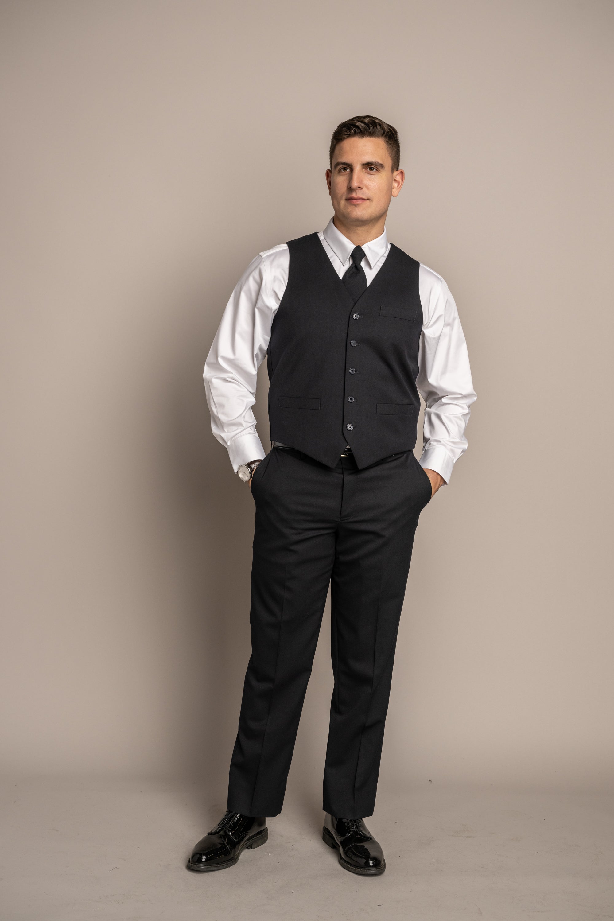 Anthony Single Breasted Sharkskin Blue Vest