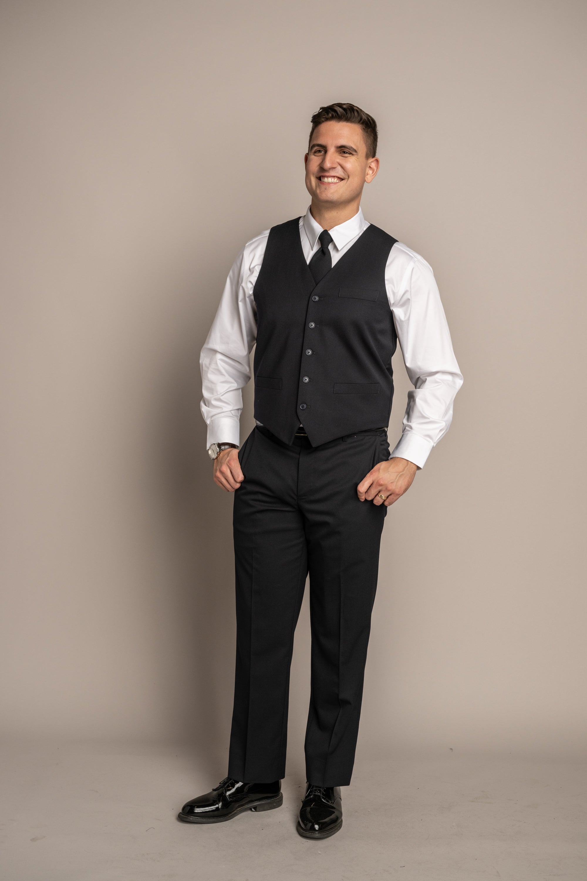Anthony Single Breasted Sharkskin Blue Vest