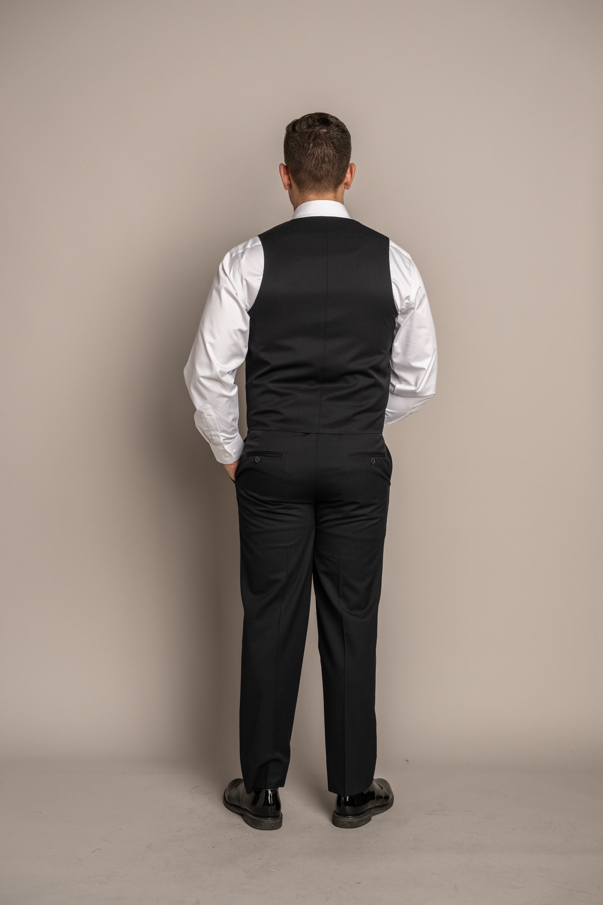 Anthony Single Breasted Sharkskin Black Vest