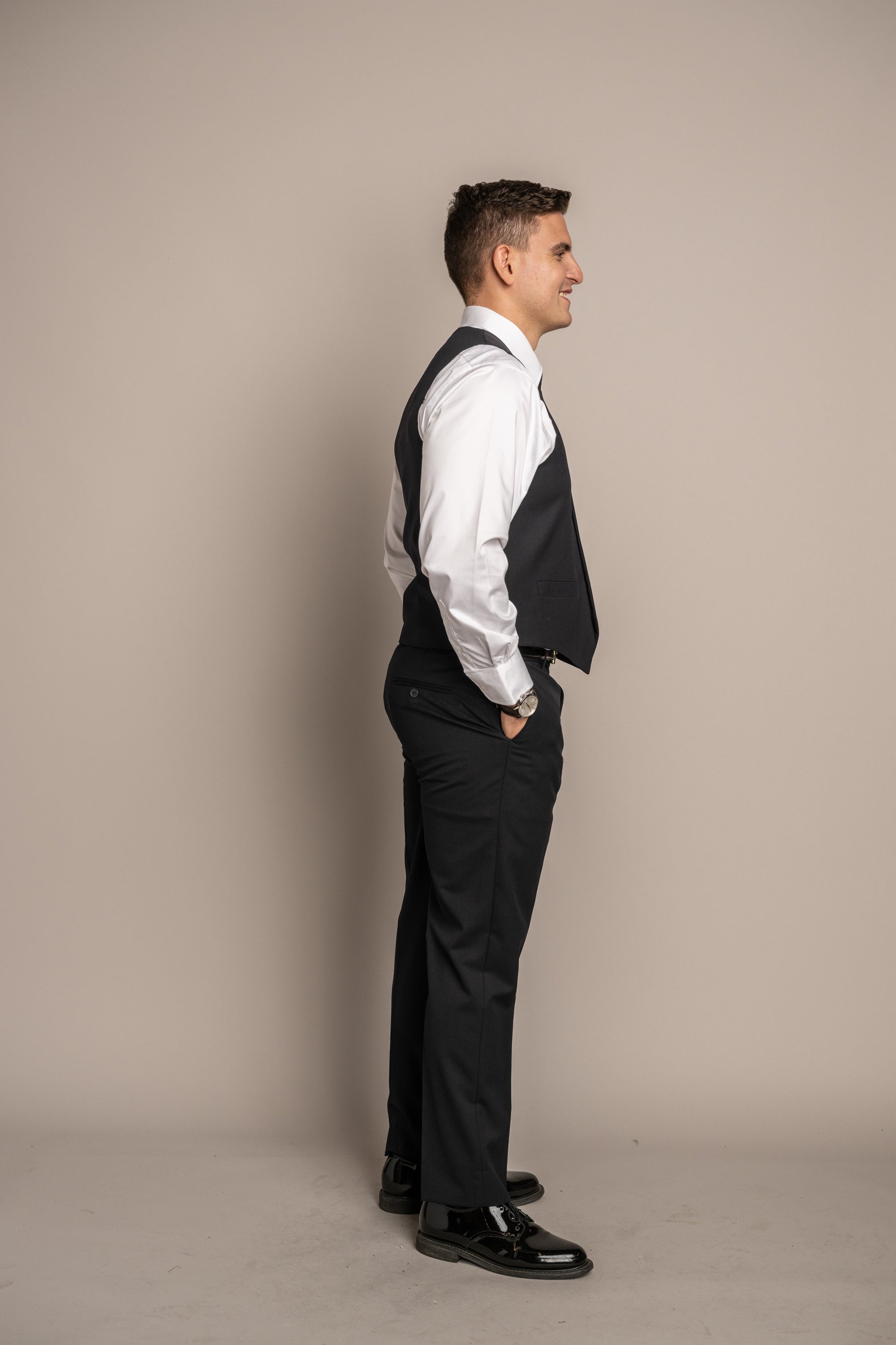 Anthony Single Breasted Sharkskin Blue Vest