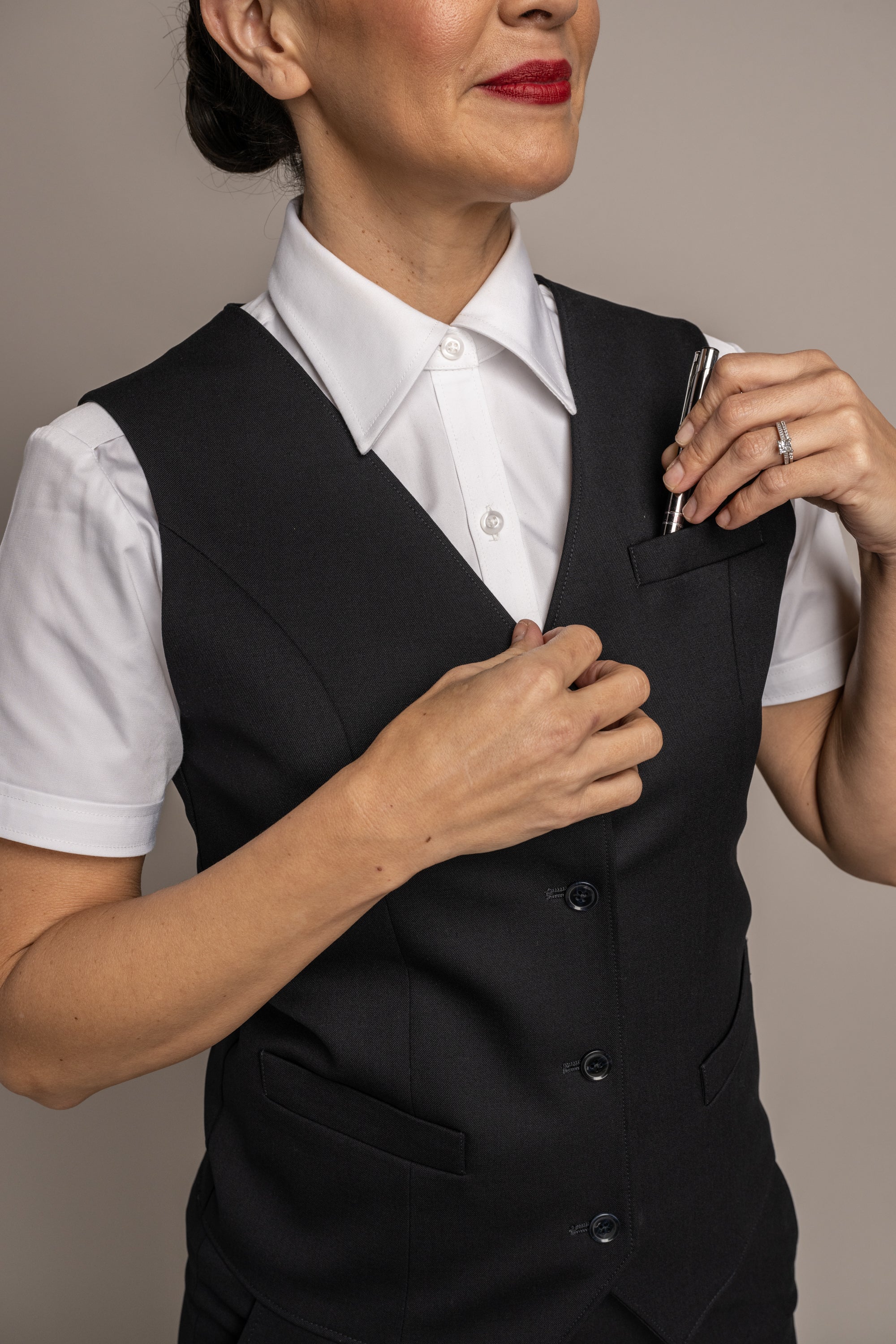 Victoria Single Breasted Sharkskin Blue Vest