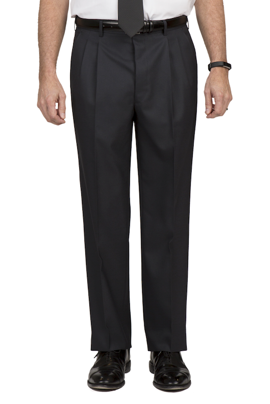 Bryce Pleated Comfort Fit Non Wool Navy Pants
