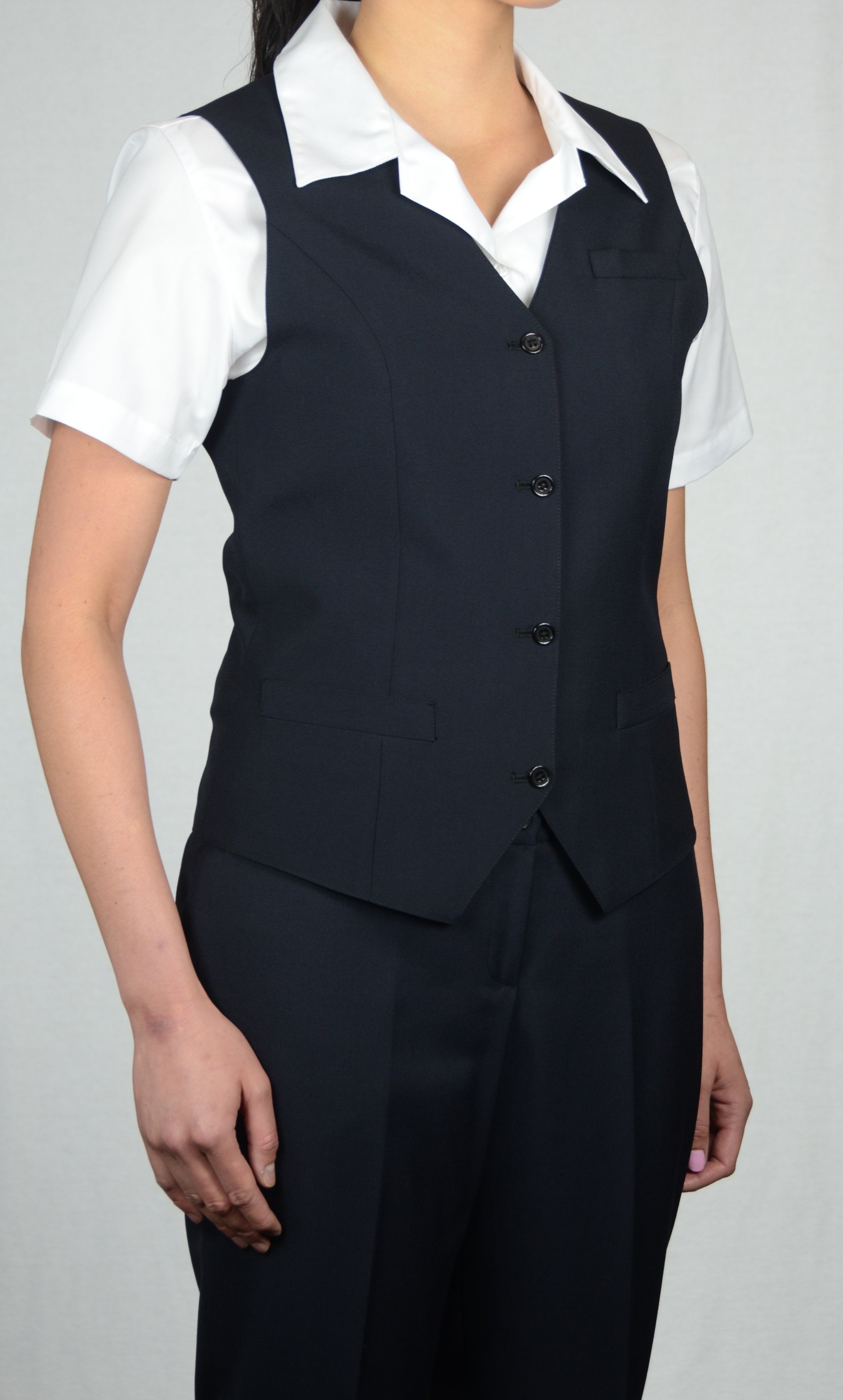 Victoria Single Breasted Sharkskin Blue Vest