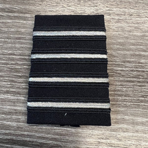 3/8" Black with Silver Inlay Black Epaulets