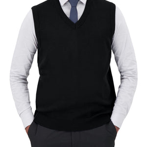 Unisex V-Neck Black Sweater Vest