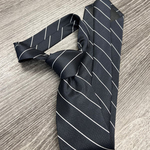 Four-In-Hand Navy w/White Stripe Tie