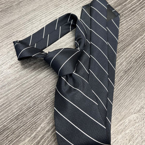 Navy with White Stripe Four-In-Hand Polyester Tie