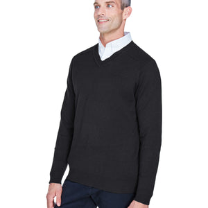 Unisex V-Neck Long Sleeve Cotton Black Sweater