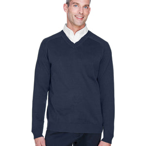 Unisex V-Neck Long Sleeve Cotton Navy Sweater