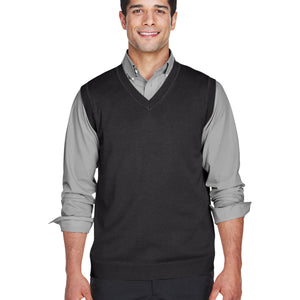 Unisex V-Neck Cotton Black Sweater Vest