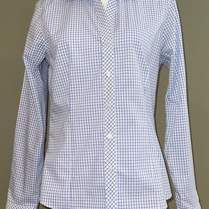 Ladies Egyptian Blue Check Long Sleeve Shirt