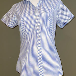 Ladies Egyptian Blue Check Short Sleeve Shirt