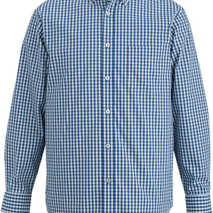 Male Poplin Shirt Long Sleeve Comfort Strech Navy/White Check