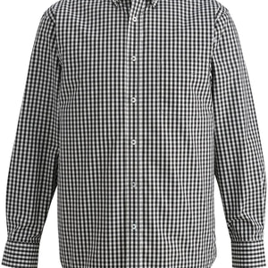 Male Poplin Shirt Long Sleeve Comfort Stretch Black/White Check