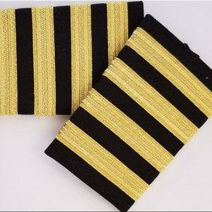 3/8" Gold Metallic Black Epaulets