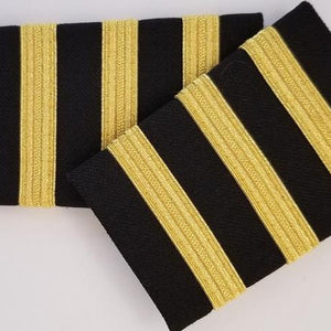 3/8" Gold Metallic Black Epaulets