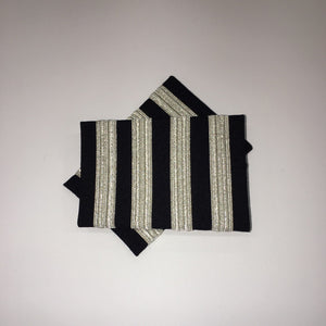 3/8" Silver Metalic Black Epaulets