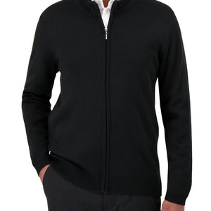 Unisex Mockneck Zip-Up Black Cardigan