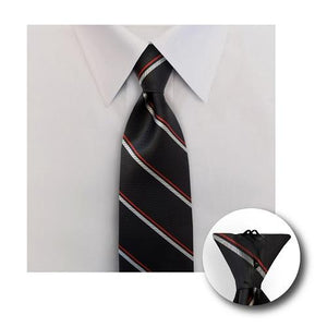 Clip-On Red & Black Stripe Tie