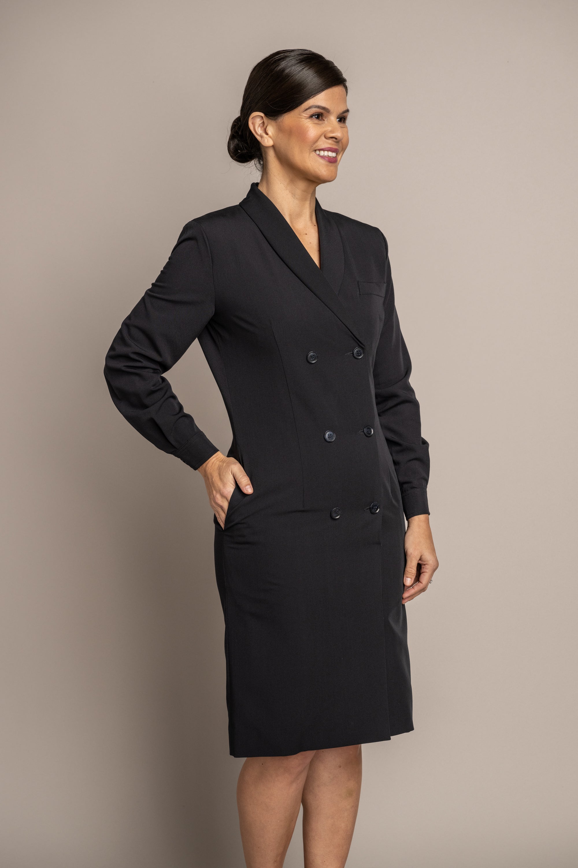 Long Sleeve Shawl Tropical Navy Dress - M&H Uniforms Long Sleeve Shawl Tropical Navy Dress - M&H Uniforms