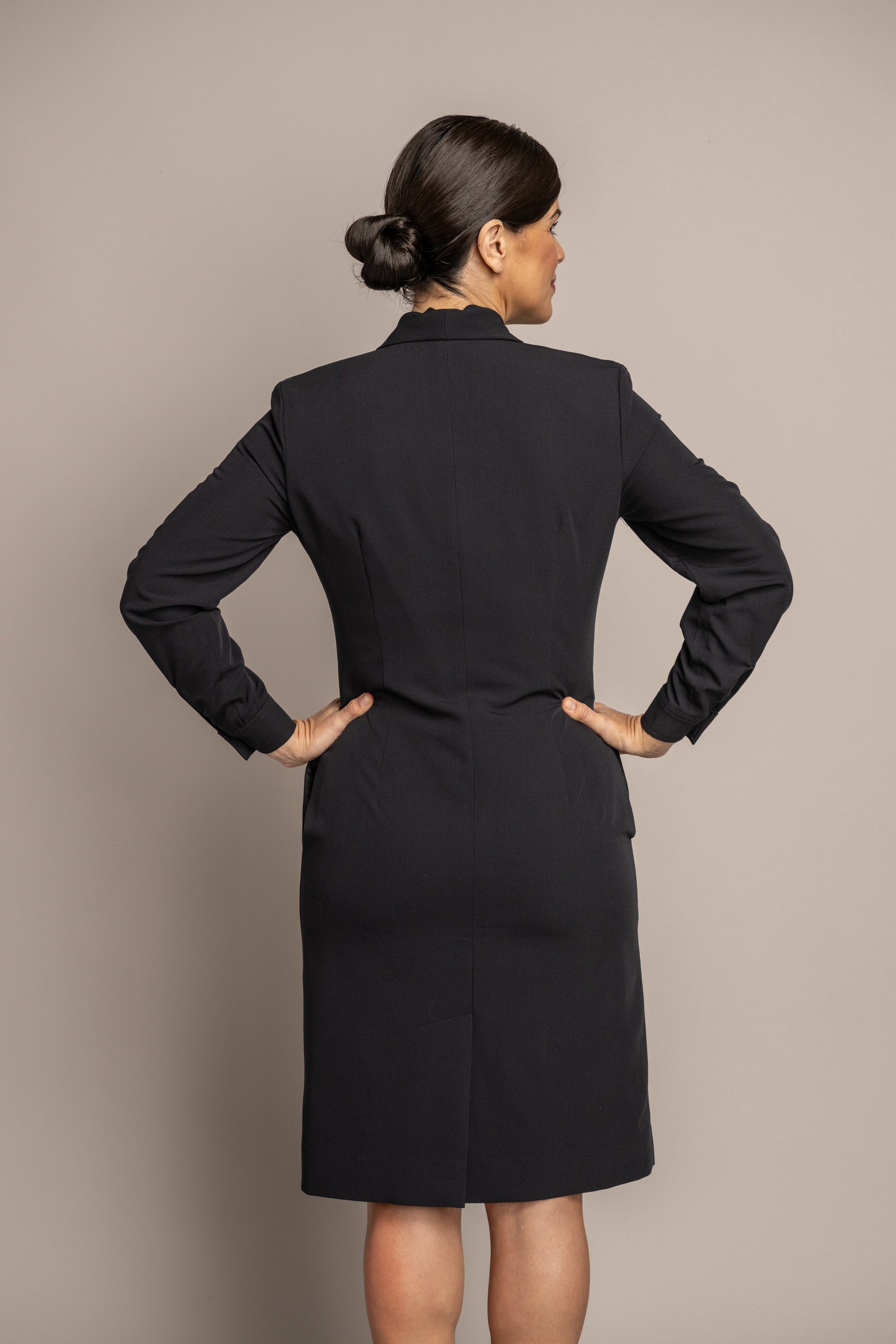 Long Sleeve Shawl Tropical Navy Dress - M&H Uniforms Long Sleeve Shawl Tropical Navy Dress - M&H Uniforms