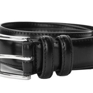 Classic Unisex Black Belt w/Silver Buckle